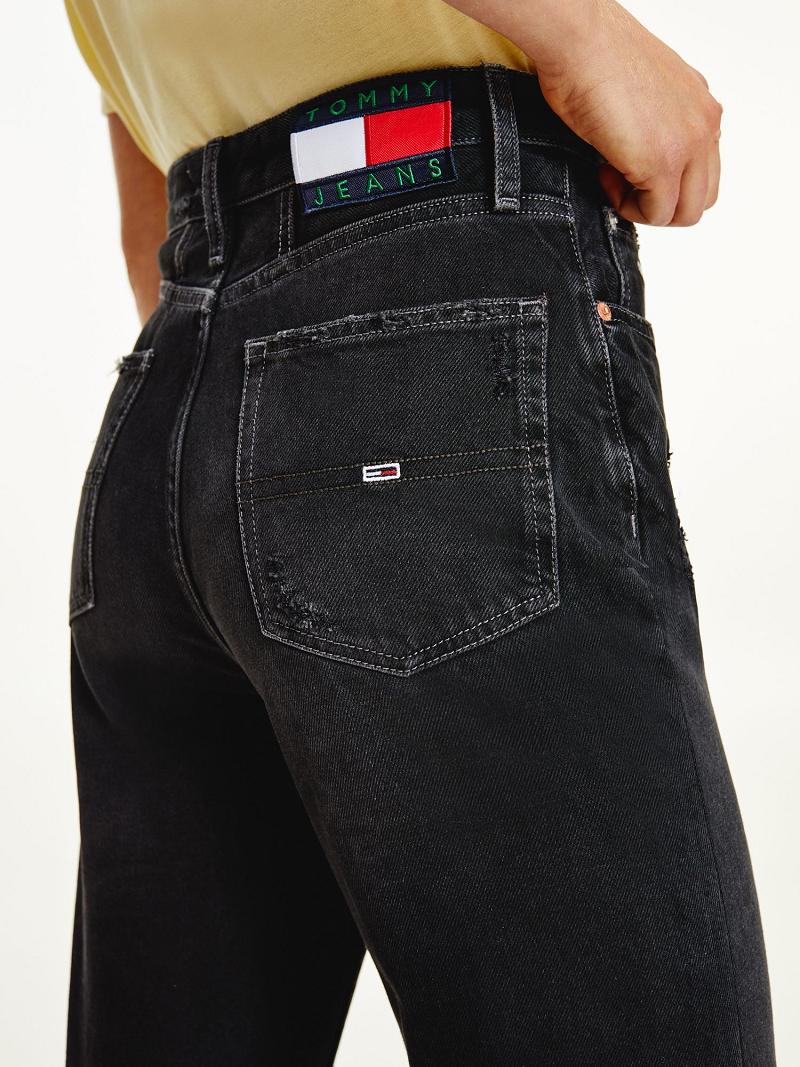 Női Tommy Hilfiger Recycled Mom Fit Farmer Nadrág Fekete | HU 206GSO